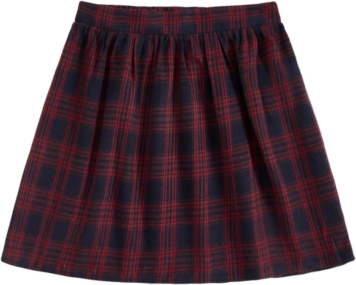 Milumia Girl Plaid Uniform Skirts Elastic Waist School A Line Tennis Skater Skirts Casual