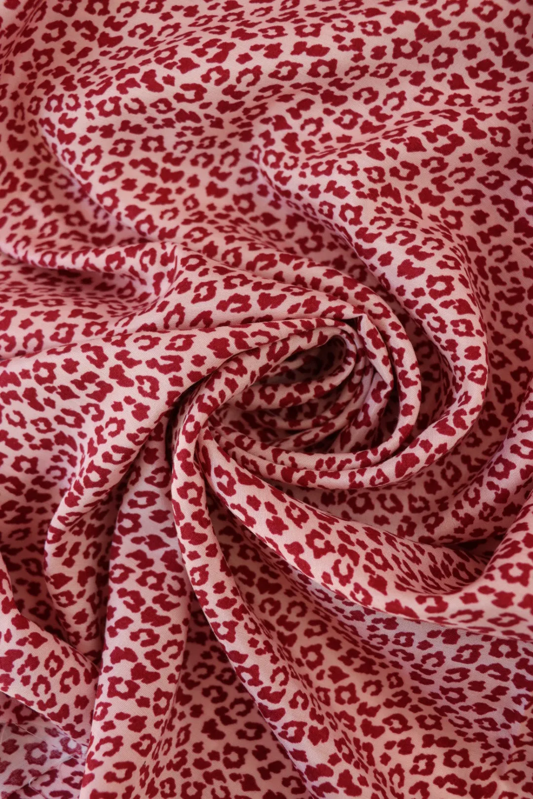 Mini Leopard on Rose Viscose Satin