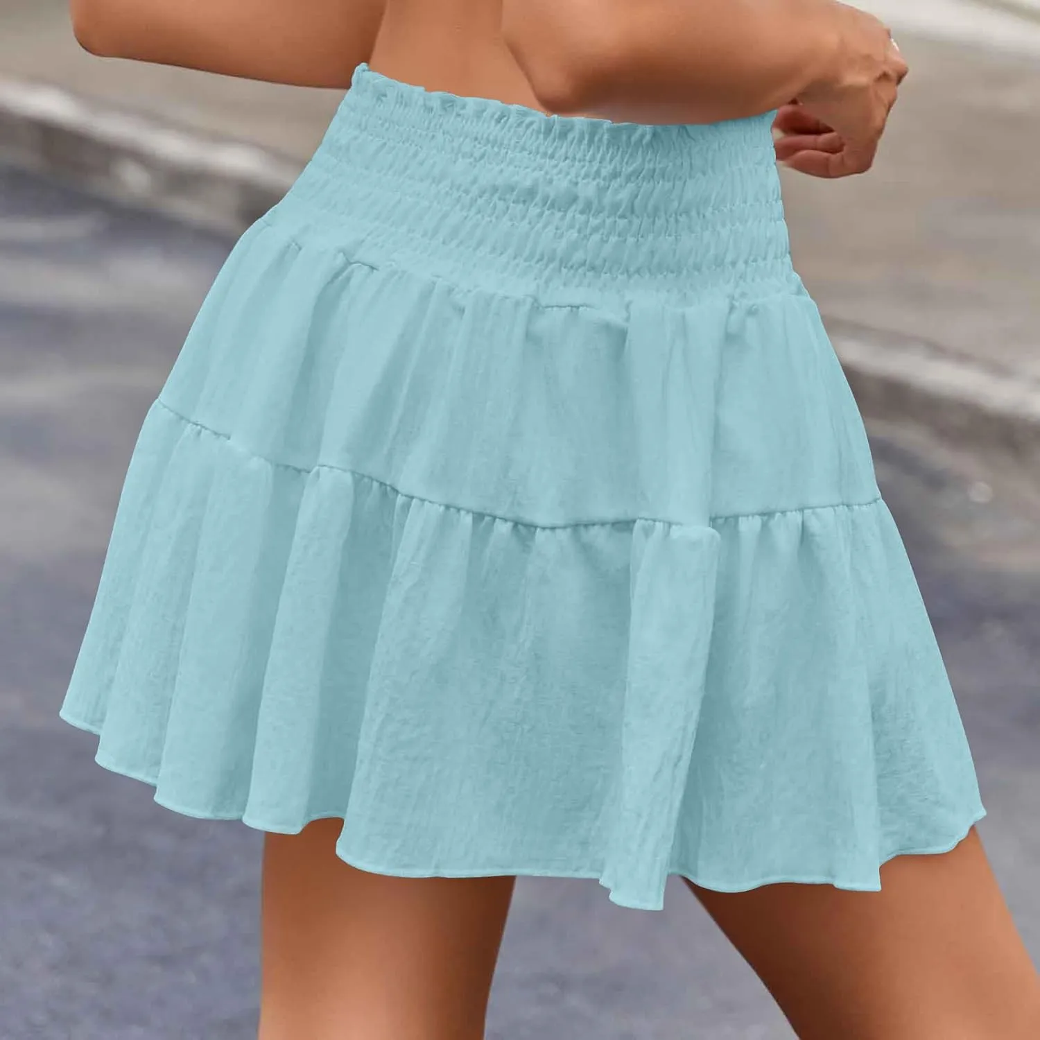 Mini Skirts Women Flowy Casual Summer Short Skirts High Waisted Skater Skirts A Line Boho Skirts for Beach Vacation