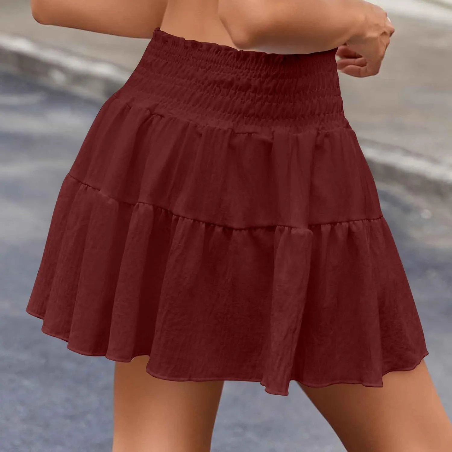 Mini Skirts Women Flowy Casual Summer Short Skirts High Waisted Skater Skirts A Line Boho Skirts for Beach Vacation