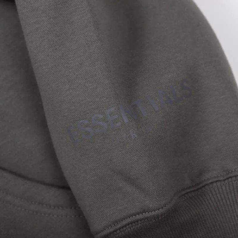 Minimalist Hooded Sweatshirt, Eseentials Fleece Black Silicone Print, Couple Fashion Streetwear