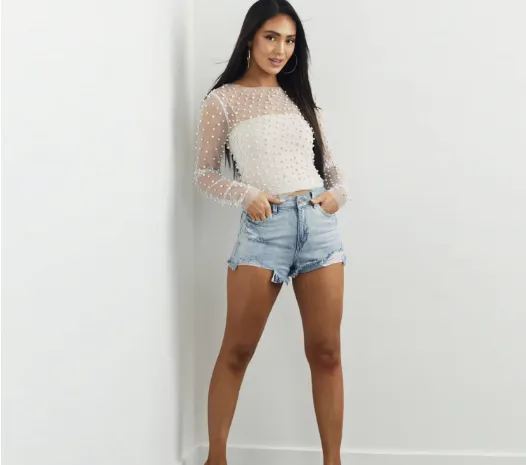 Mira - Pearl embellished top