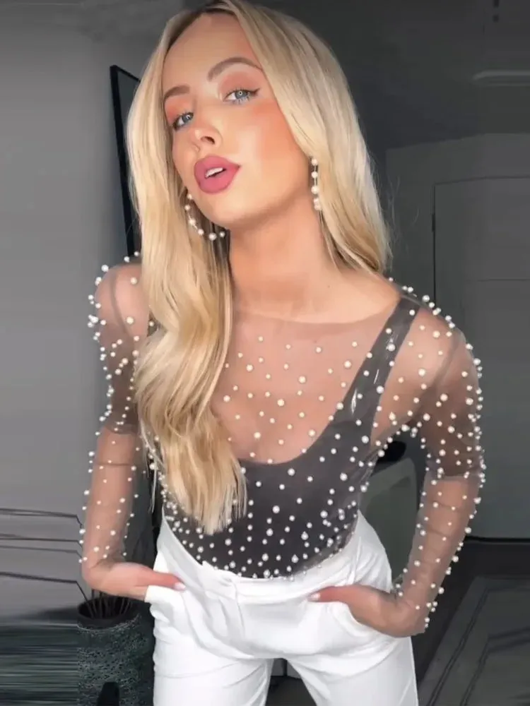 Mira - Pearl embellished top