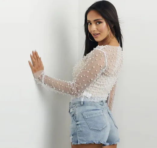 Mira - Pearl embellished top