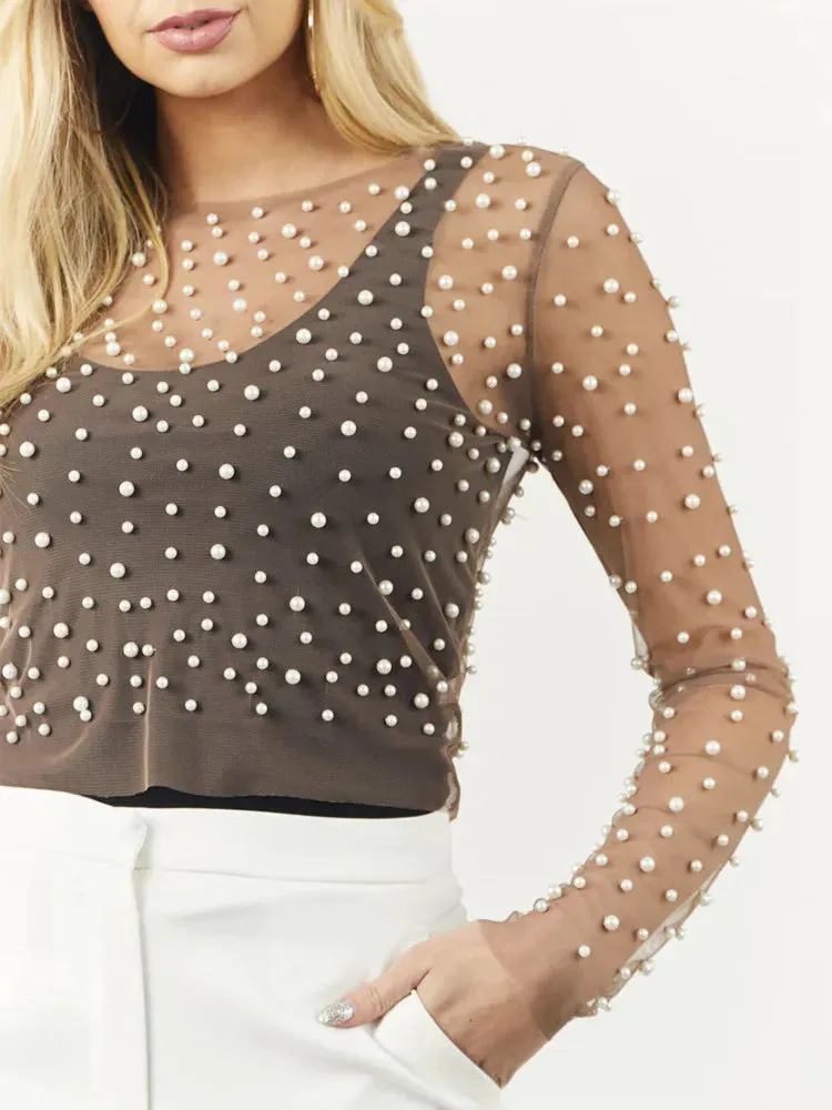 Mira - Pearl embellished top