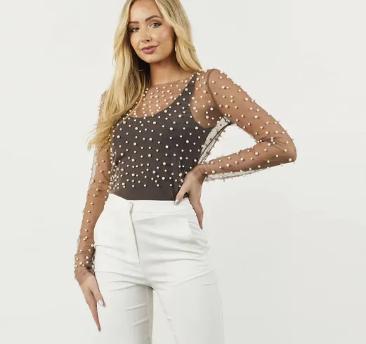 Mira - Pearl embellished top