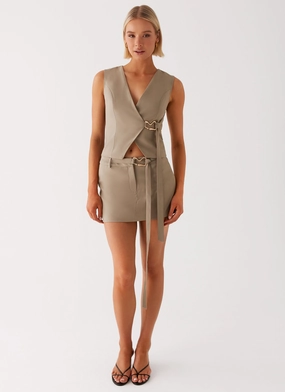 Mira Mini Skirt - Khaki Mira Mini Skirt - Khaki