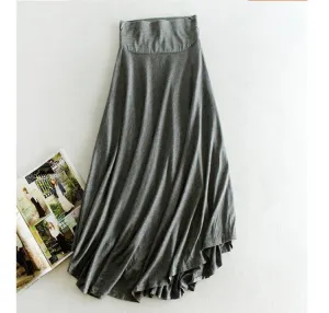 Modal High Waist Skirt Women Niche Flare OL Korean A-Line Skirt