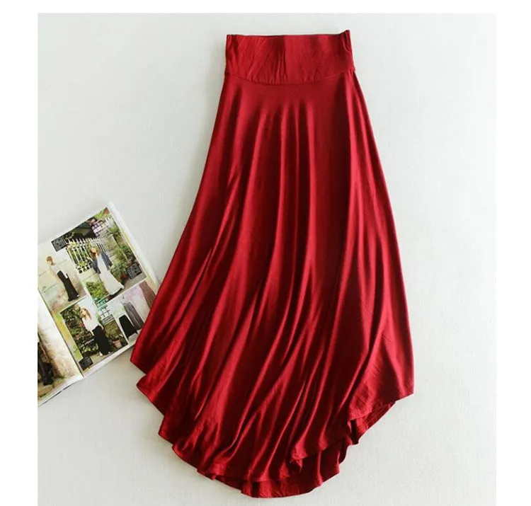 Modal High Waist Skirt Women Niche Flare OL Korean A-Line Skirt