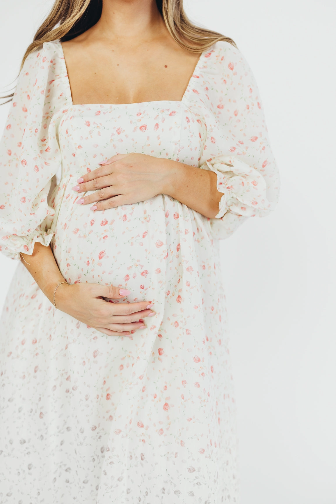 Mona Maxi Dress with Smocking in Ivory Floral - Bump Friendly & Inclusive Sizing (S-2XL)