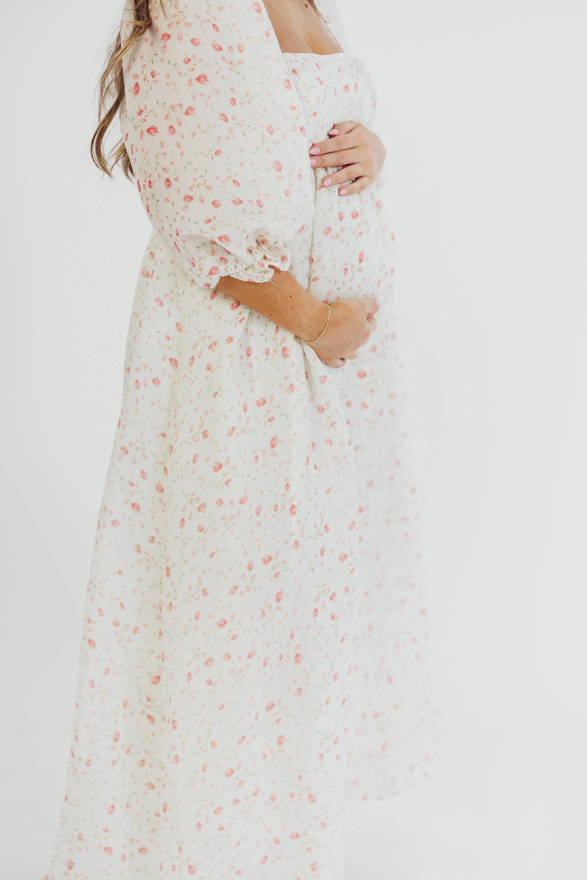 Mona Maxi Dress with Smocking in Ivory Floral - Bump Friendly & Inclusive Sizing (S-2XL)