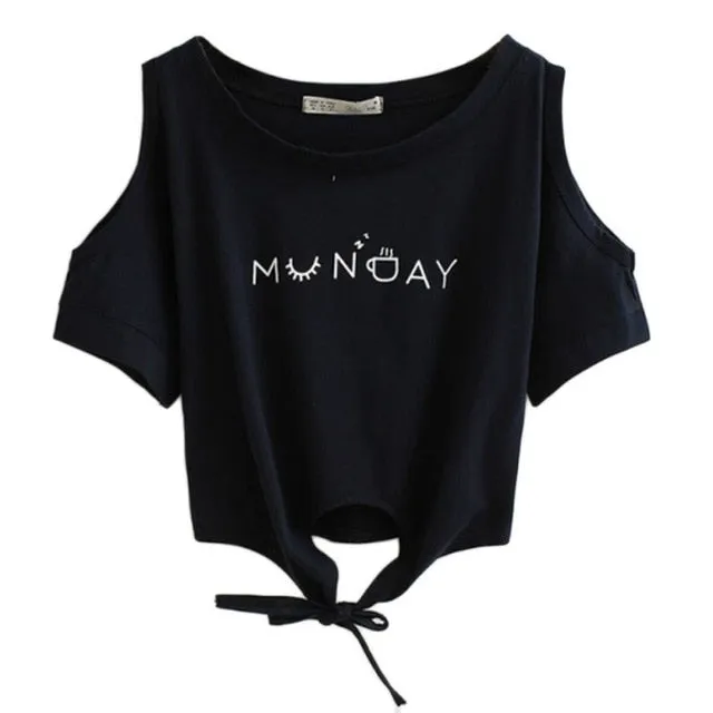 Monday Vibe Cold Shoulder Crop Top