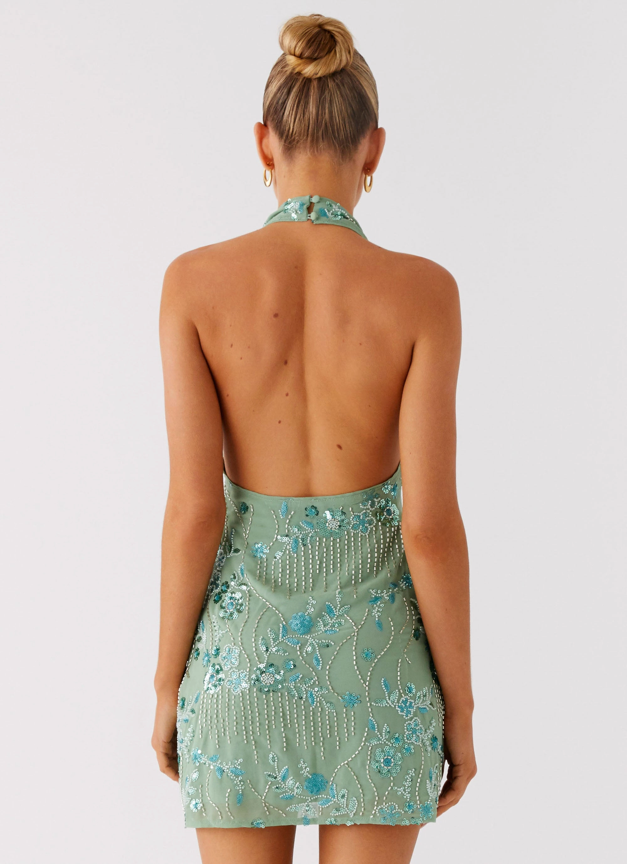 Monet Beaded Mini Dress - Mint