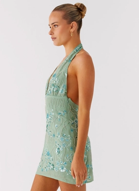 Monet Beaded Mini Dress - Mint Monet Beaded Mini Dress - Mint