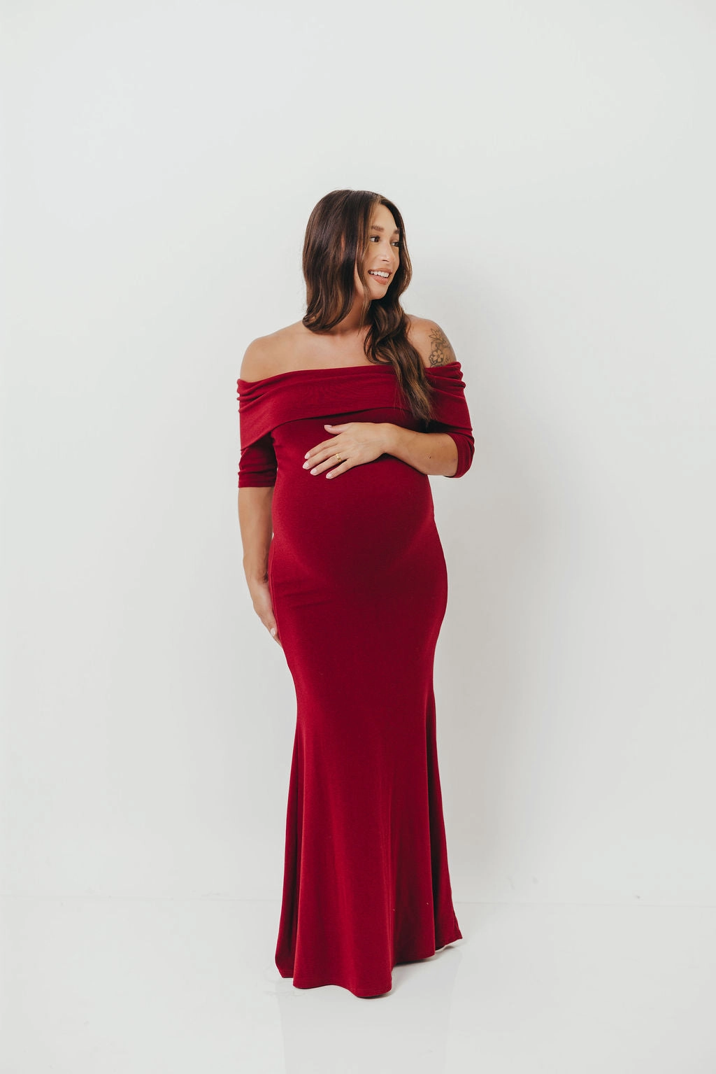 Monroe Half Sleeve Maxi Dress in Red - Bump Friendly