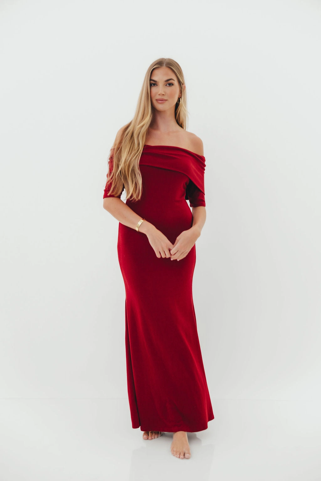 Monroe Half Sleeve Maxi Dress in Red - Bump Friendly