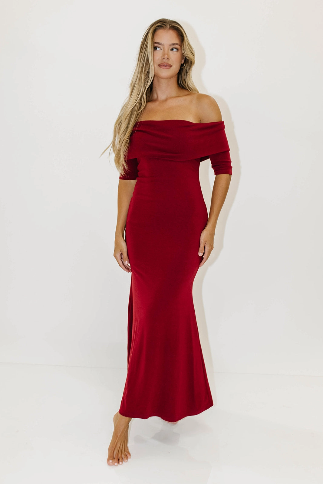 Monroe Half Sleeve Maxi Dress in Red - Bump Friendly