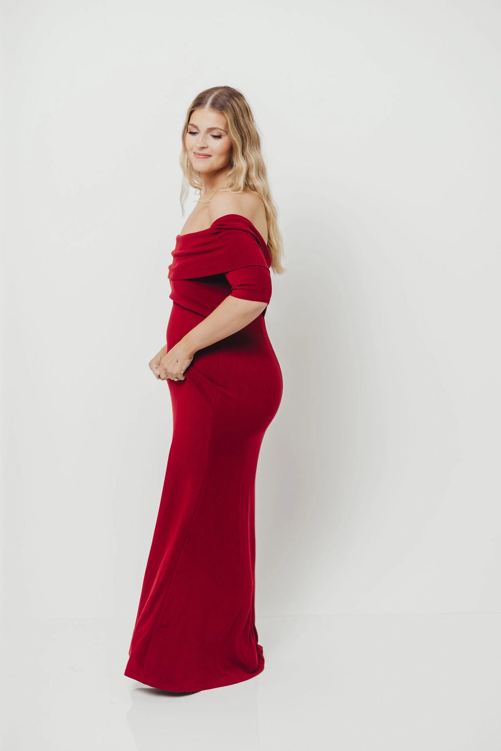 Monroe Half Sleeve Maxi Dress in Red - Bump Friendly
