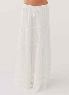 Moonstone Tiered Maxi Skirt - White Moonstone Tiered Maxi Skirt - White