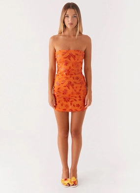 Moorey Beaded Mini Dress - Orange