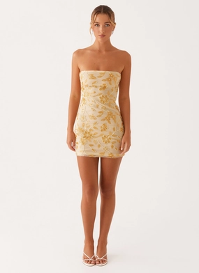 Moorey Beaded Mini Dress - Yellow Moorey Beaded Mini Dress - Yellow