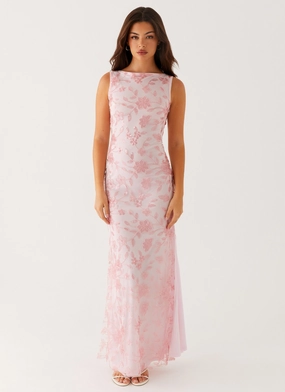 Moorey High Neck Maxi Dress - Pink Moorey High Neck Maxi Dress - Pink