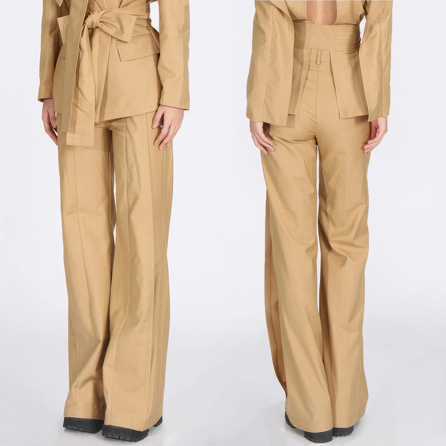 MUSTARD HIGH WAISTED WIDE TROUSERS