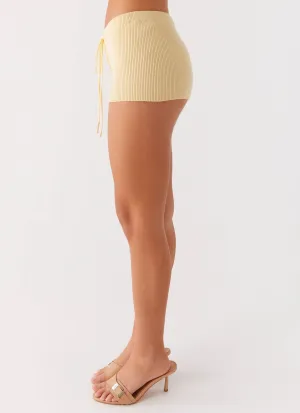 Muted Muse Knit Mini Short - Yellow Muted Muse Knit Mini Short - Yellow