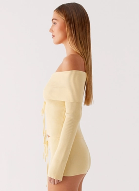 Muted Muse Knit Long Sleeve Top - Yellow Muted Muse Knit Long Sleeve Top - Yellow