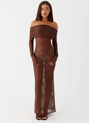 Nadia Lace Maxi Dress - Chocolate Nadia Lace Maxi Dress - Chocolate
