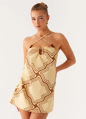 Naomi Criss Cross Mini Dress - Tidal Wave Print Naomi Criss Cross Mini Dress - Tidal Wave Print