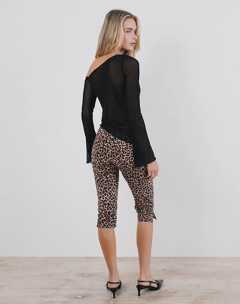 Narcissa Asymmetric Top in Mesh Black