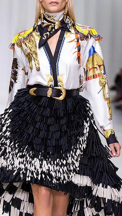 Native-Print Bead-Fringed Shirt