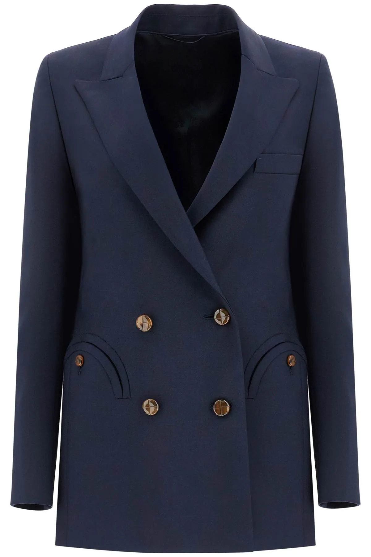 navy blue virgin wool single-breasted blazer BZEBD19 FC ESSE NAVY
