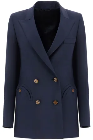 navy blue virgin wool single-breasted blazer BZEBD19 FC ESSE NAVY
