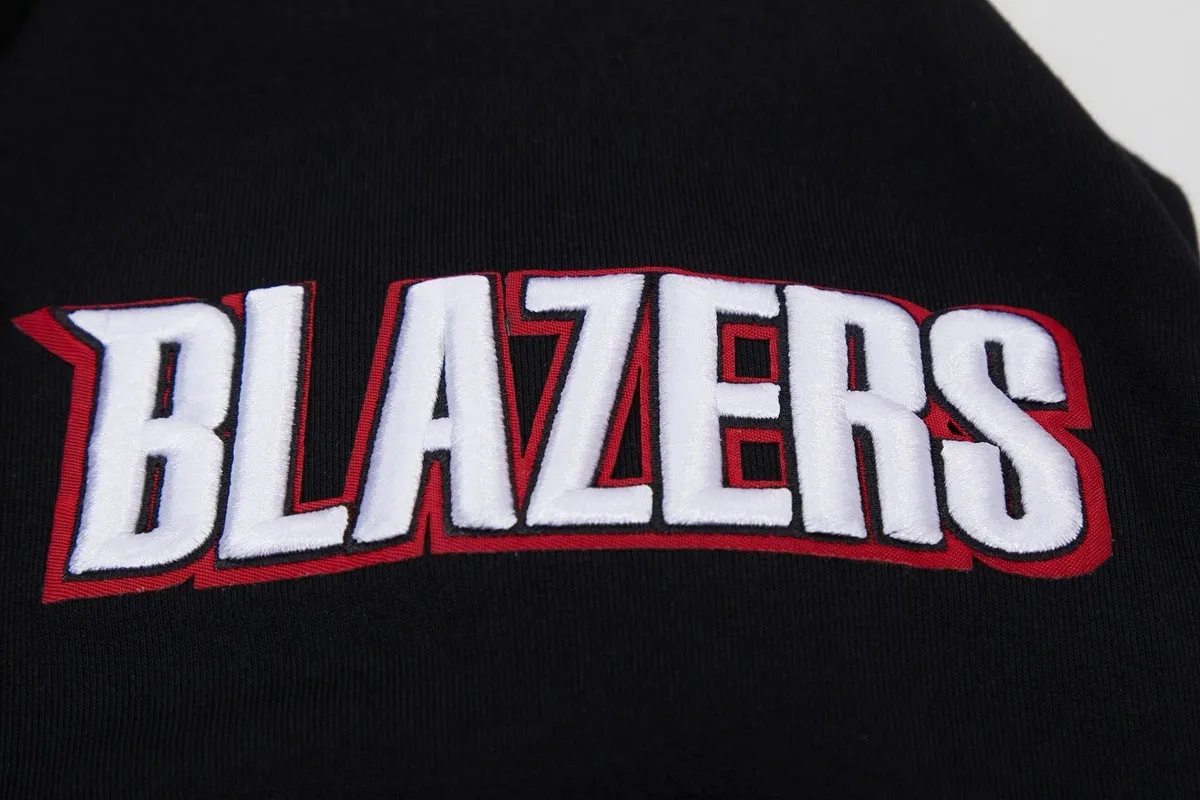 NBA PORTLAND TRAIL BLAZERS CLASSIC CHENILLE MEN'S PO HOODIE (BLACK)