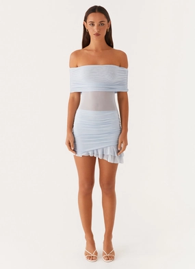 Nelly Off Shoulder Mini Dress - Blue Nelly Off Shoulder Mini Dress - Blue