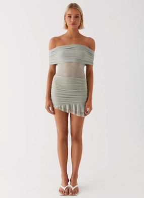 Nelly Off Shoulder Mini Dress - Pistachio Nelly Off Shoulder Mini Dress - Pistachio