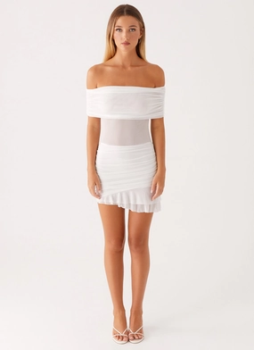 Nelly Off Shoulder Mini Dress - White Nelly Off Shoulder Mini Dress - White