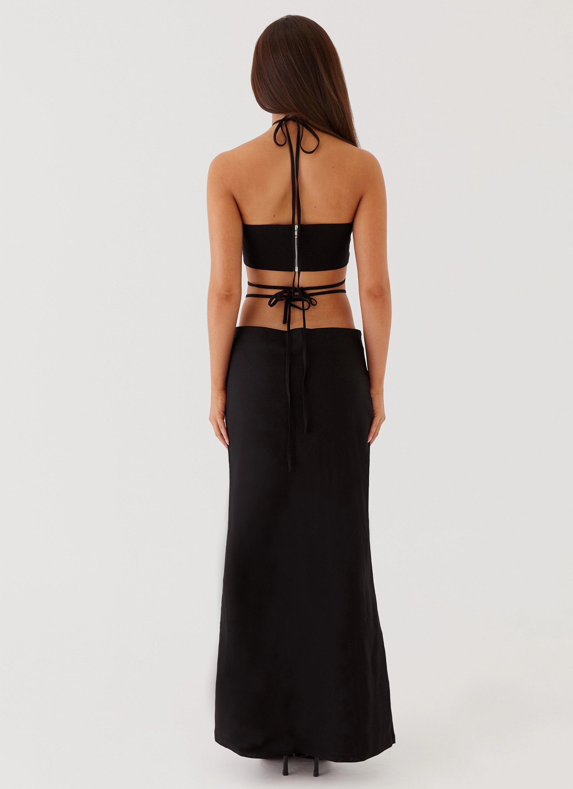 Neveah Beaded Halter Top - Black