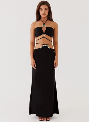 Neveah Beaded Halter Top - Black Neveah Beaded Halter Top - Black