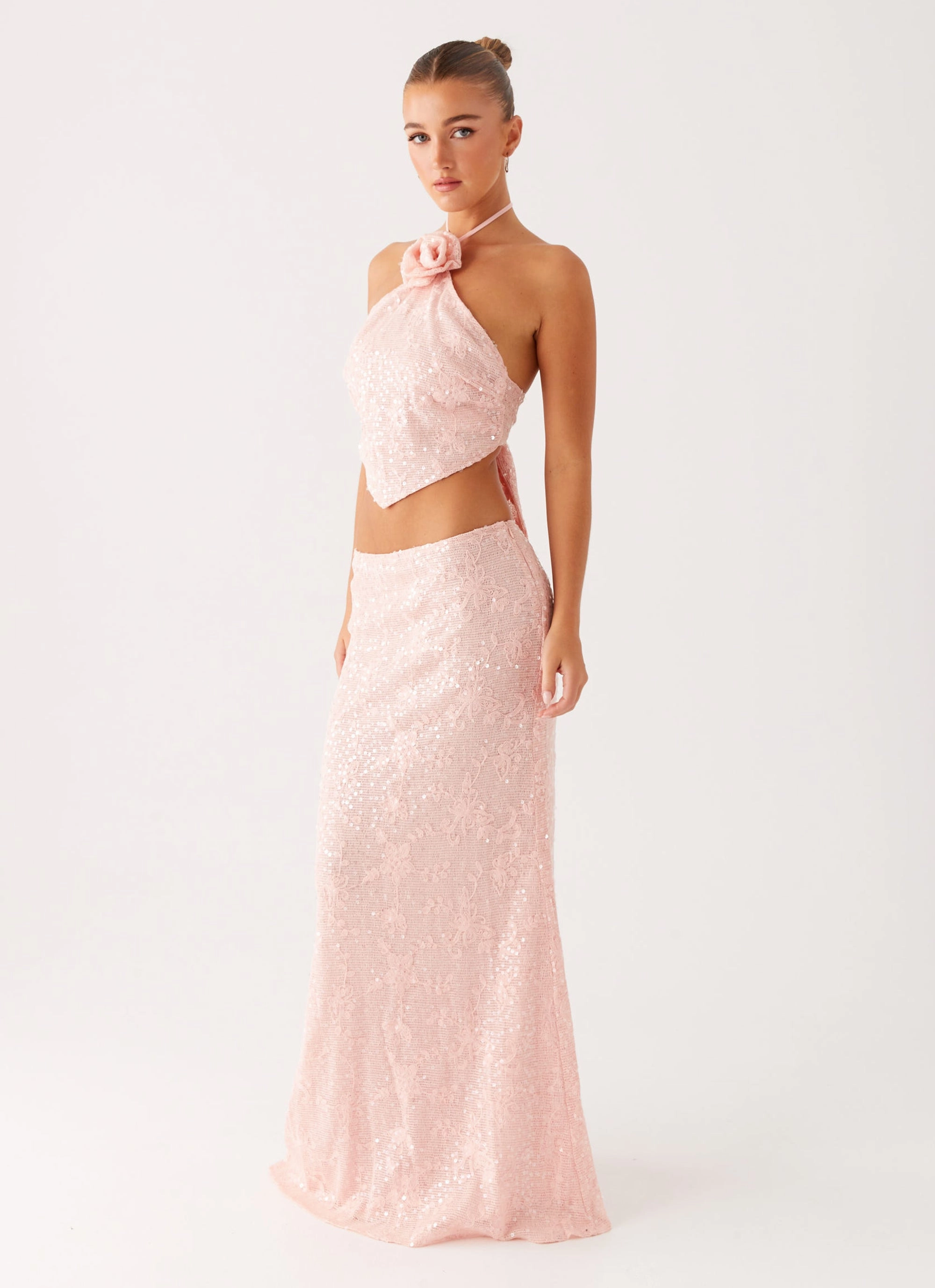 Nico Sequin Maxi Skirt - Pink