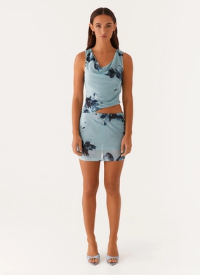 Nicola Mini Dress - Blue Black Floral Nicola Mini Dress - Blue Black Floral