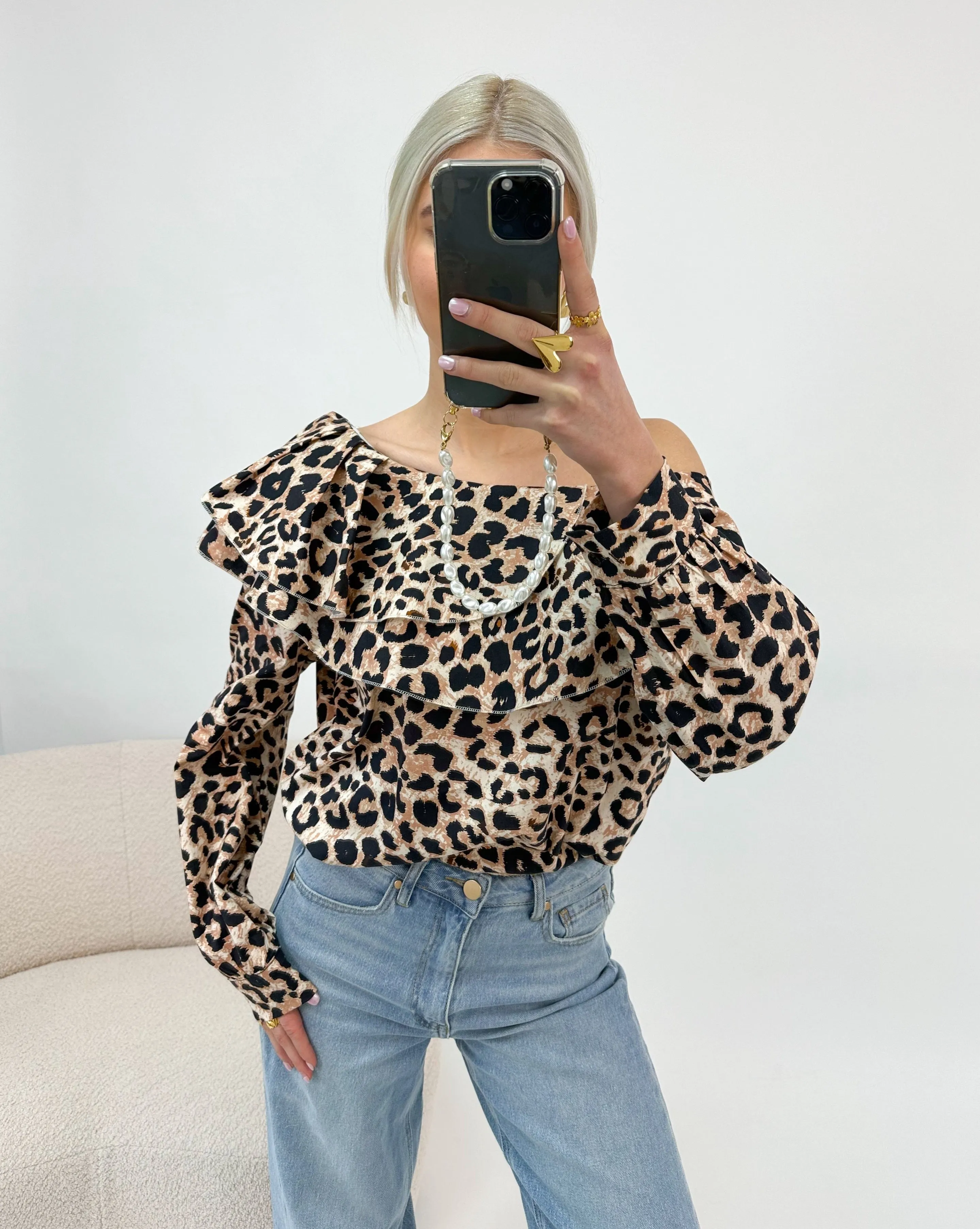 Nikki One Shoulder Blouse Panter