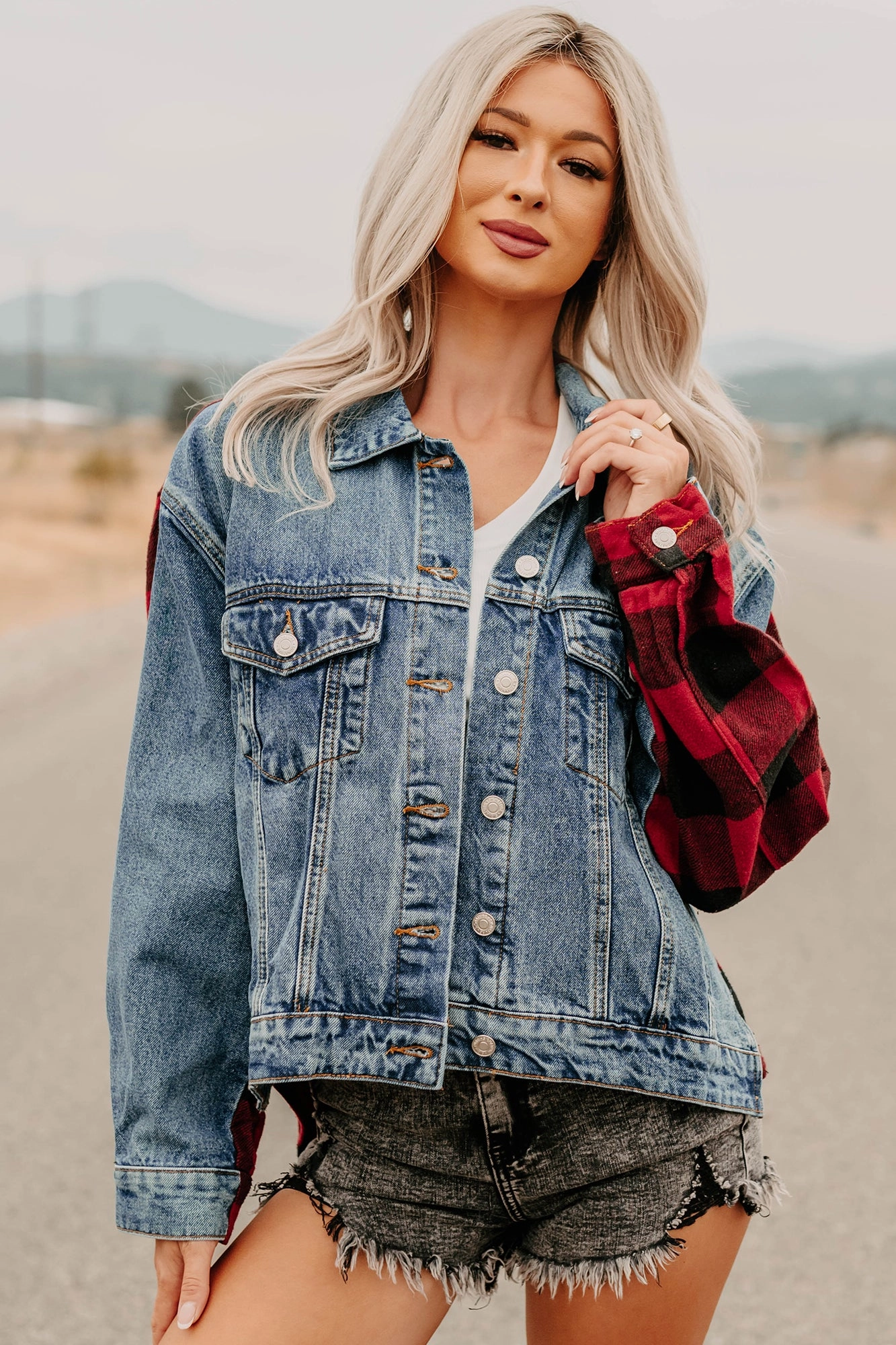 No Apologies Signature 8 Denim Plaid Jacket (Dark Wash)