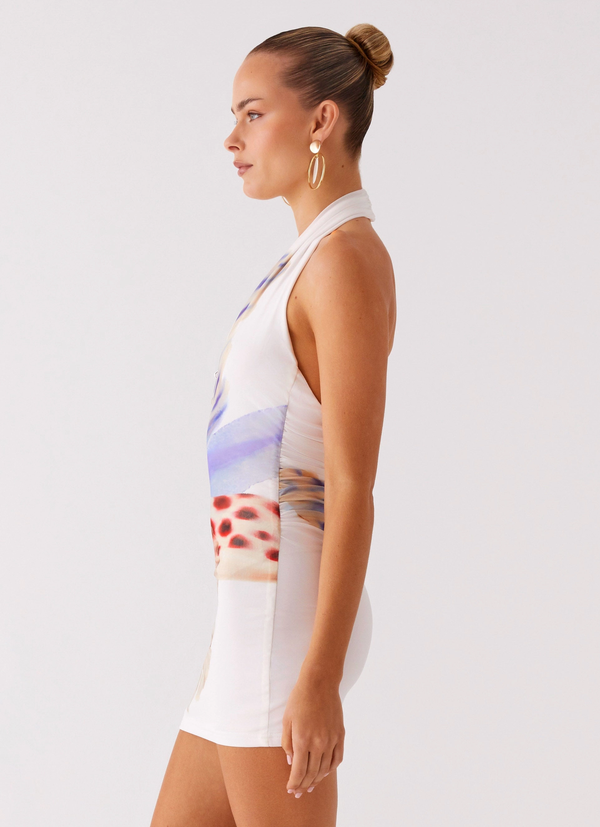 No Time Mini Dress - White Sea Bloom