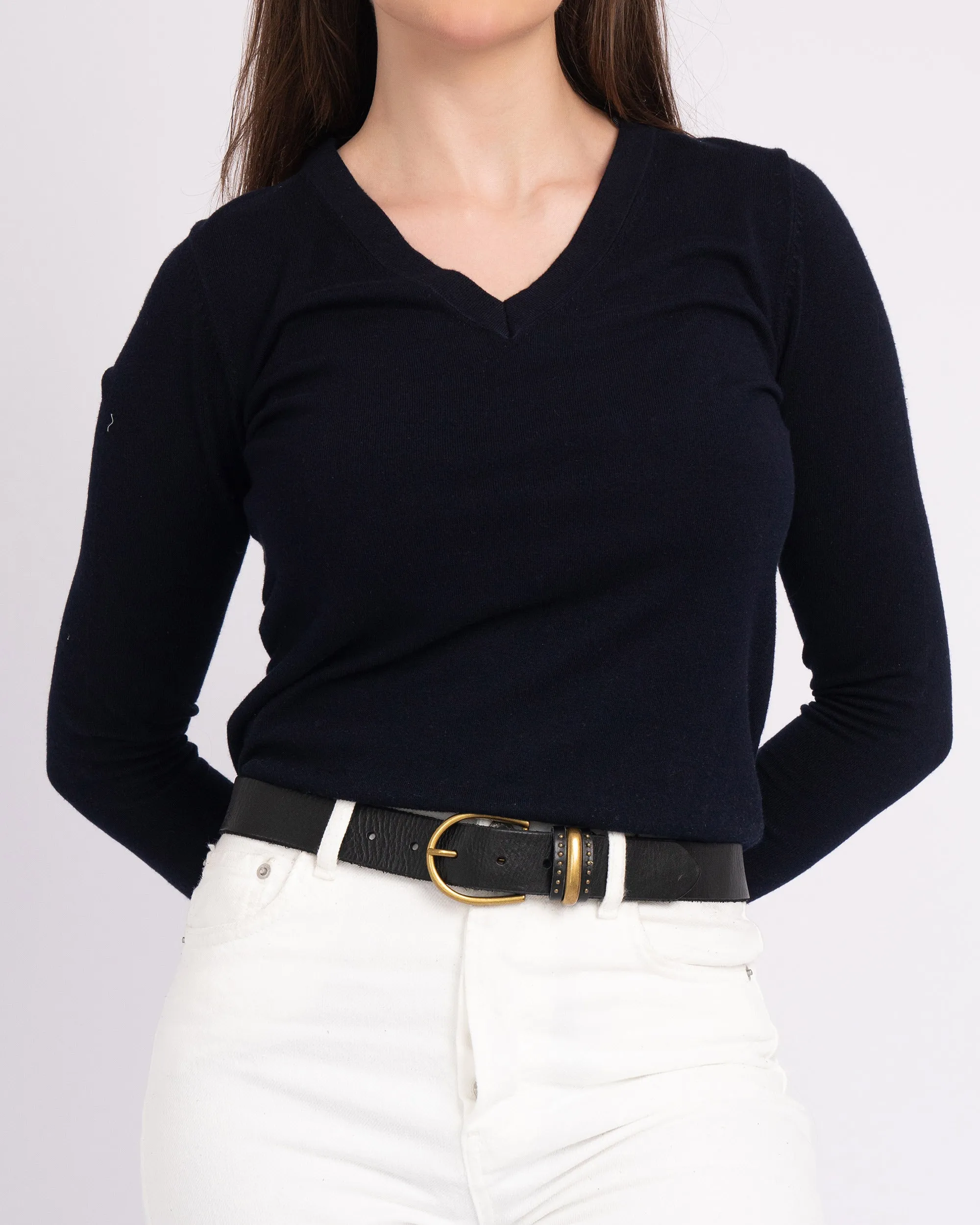 Norine | Classic Leather Belt with Adorned Metal Keeper
