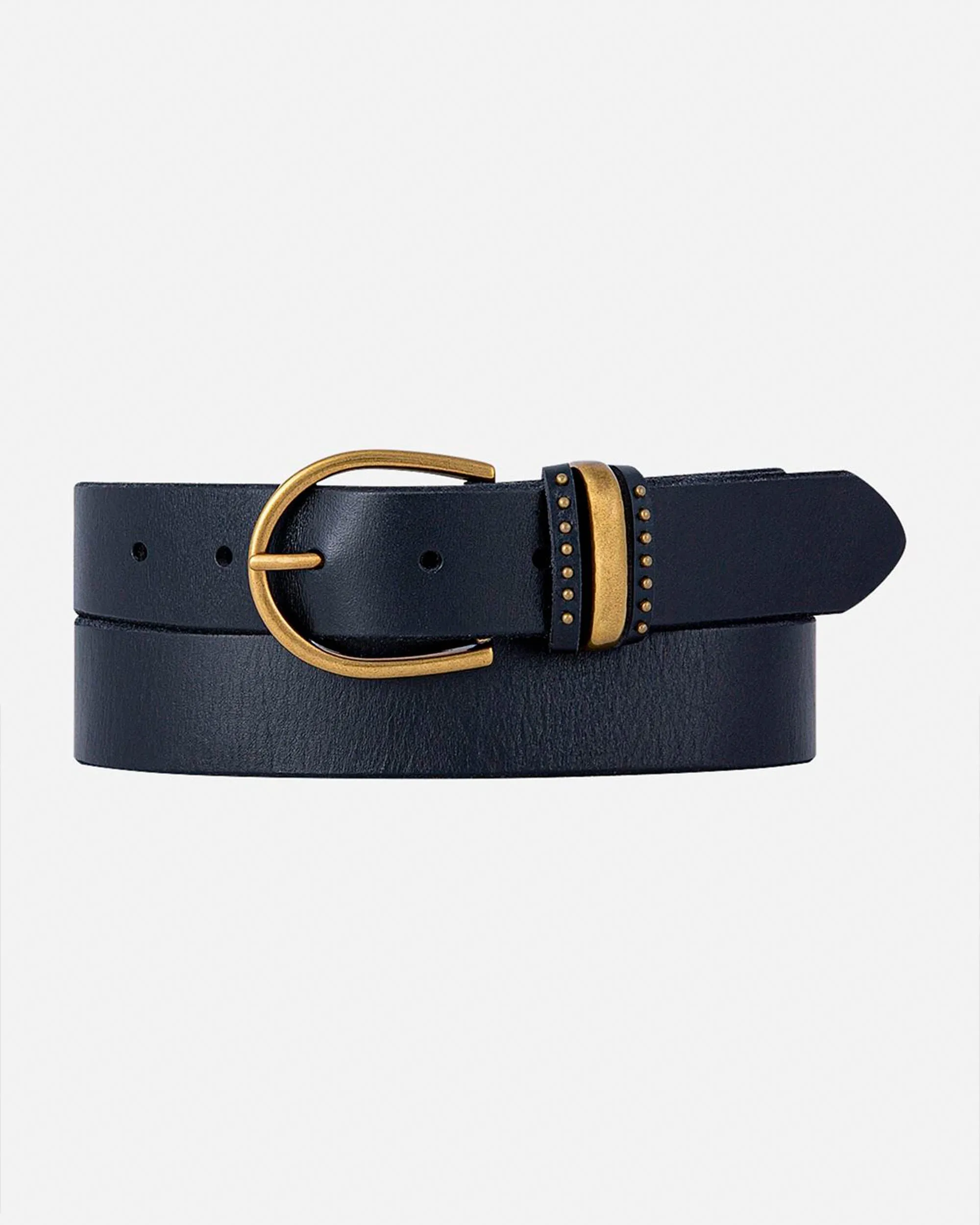 Norine | Classic Leather Belt with Adorned Metal Keeper