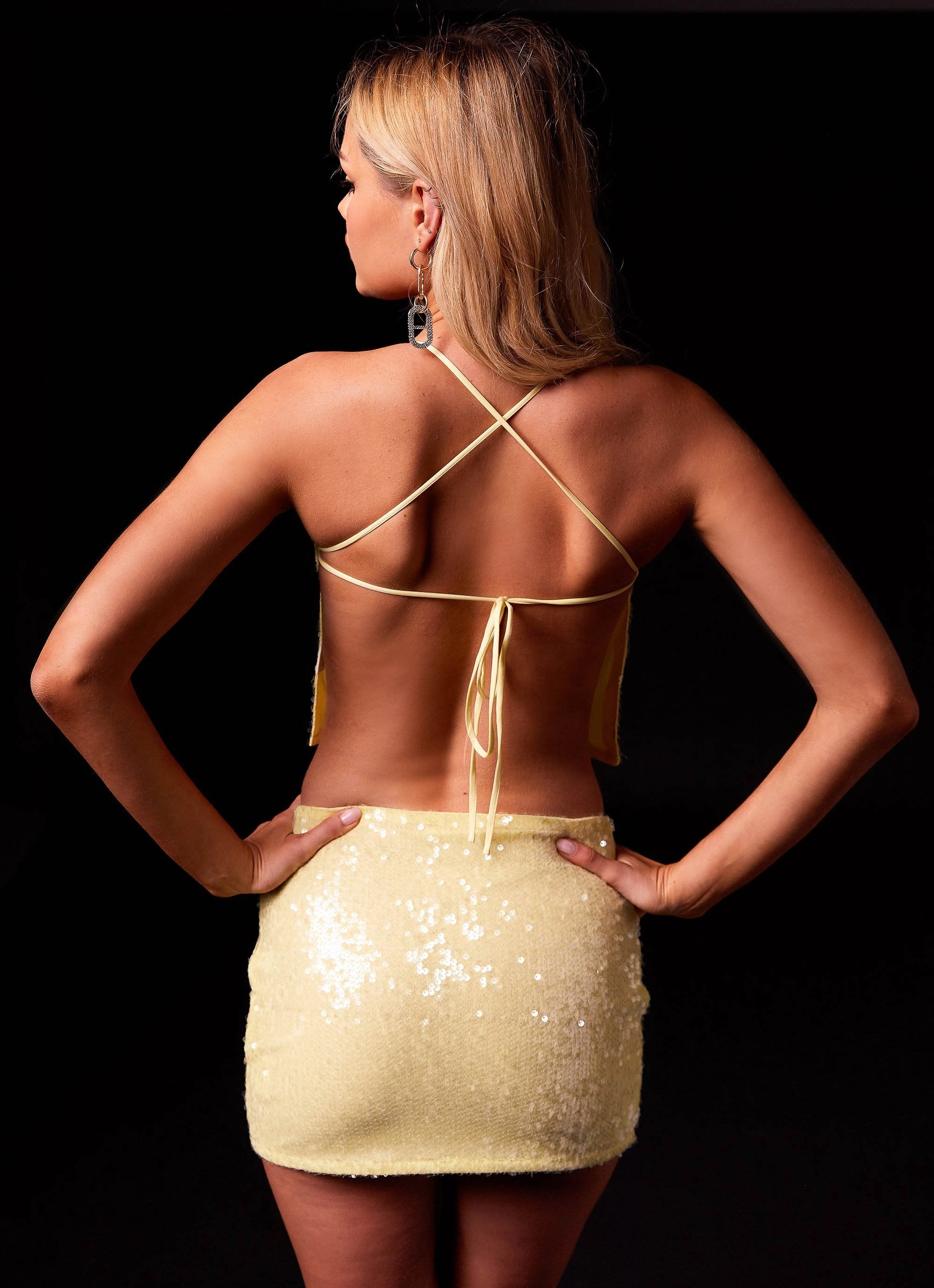 Nostalgic Nights Sequin Top - Lemon Spritz