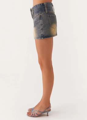 Not Like Us Denim Mini Skirt - Vintage Not Like Us Denim Mini Skirt - Vintage